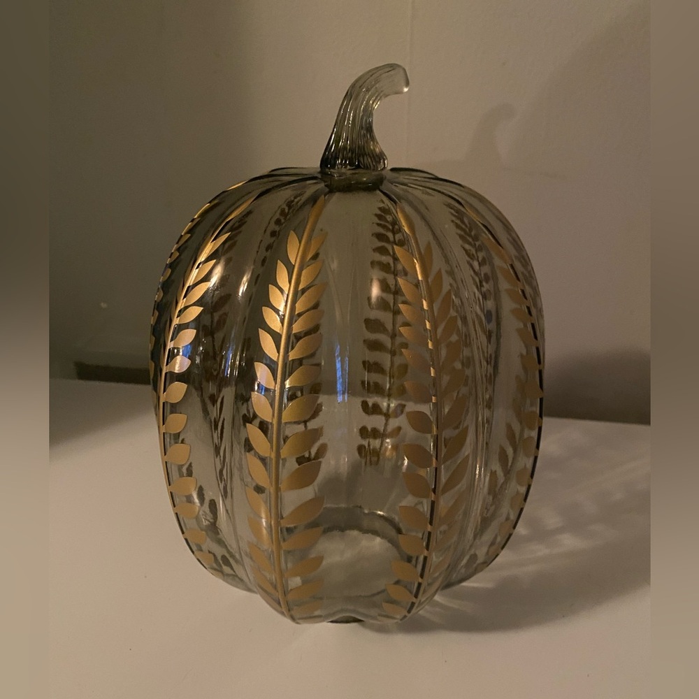 NEW Glass Pumpkin with Gold Leaf Design